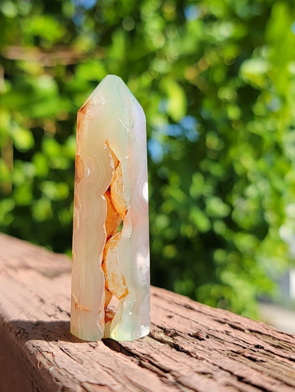 [IMPERFECT] NEW 2.62" x 34g GREEN FLOWER AGATE TOWER